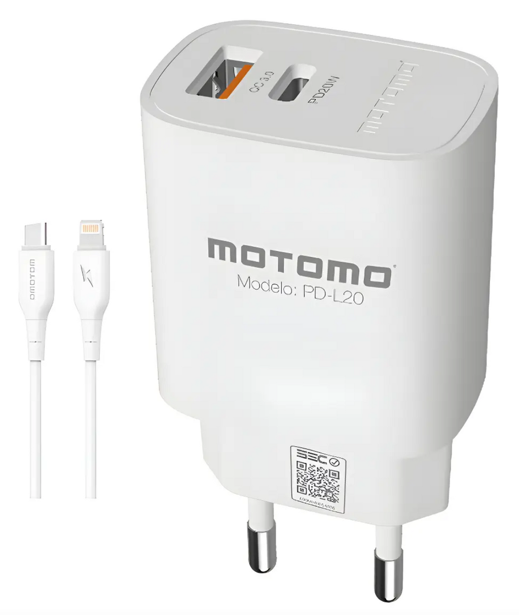 Cargador Rápido Motomo Mo-l20 20w + Cable Para Lightning