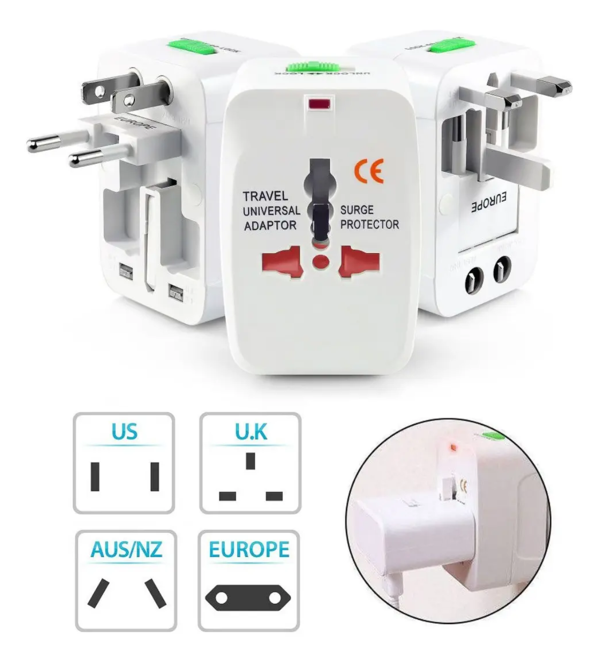 Enchufe cargador Universal Viajero Adapta Toma Corriente Internacional