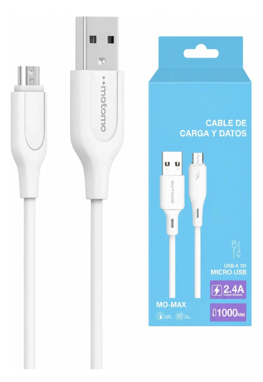 Cable Usb De Datos Micro Usb V8 2.4a 1m Mo-max Motomo