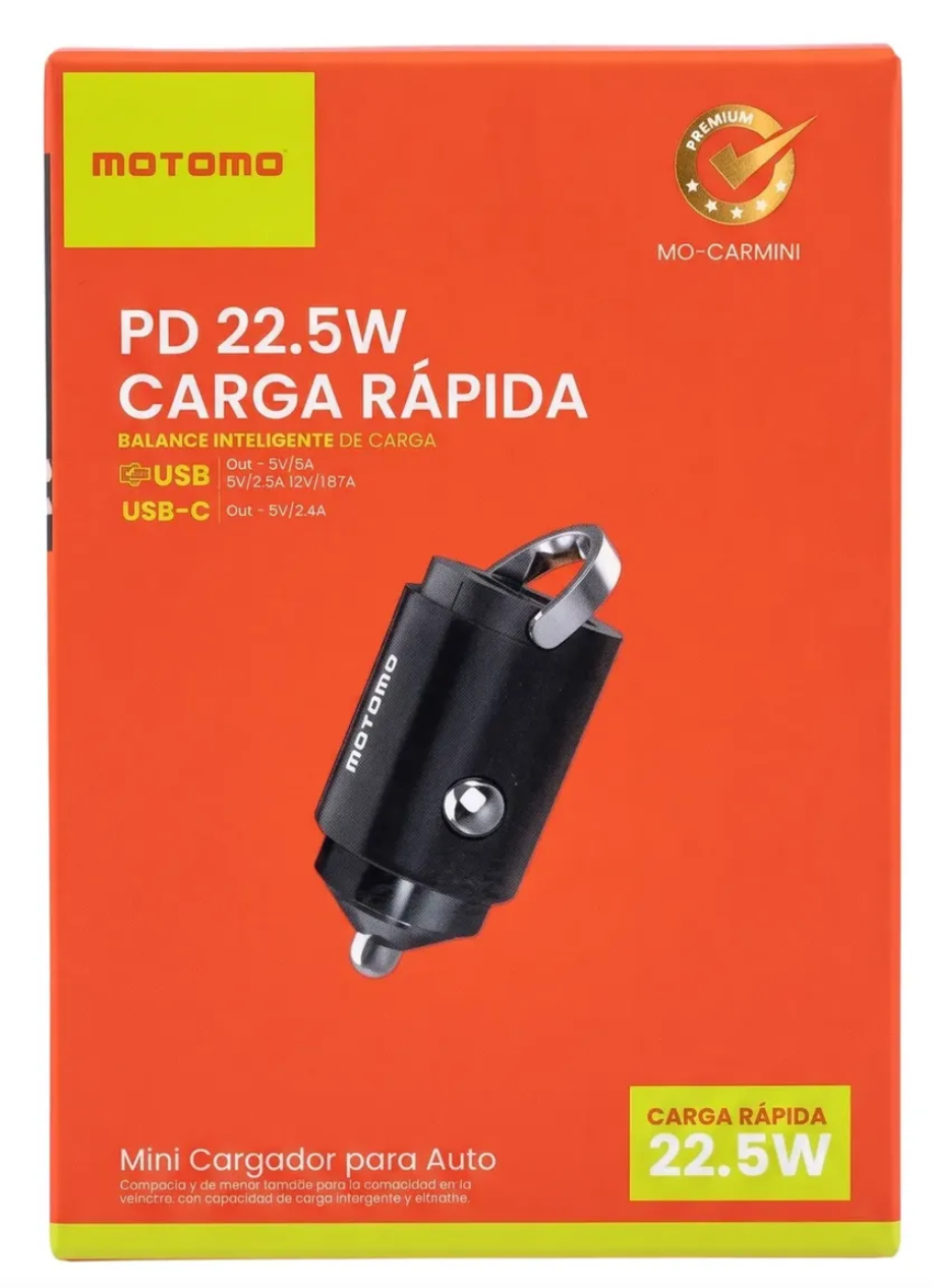 Cargador Auto Dual Usb-a Usb-c Pd22.5w Motomo carga rápida