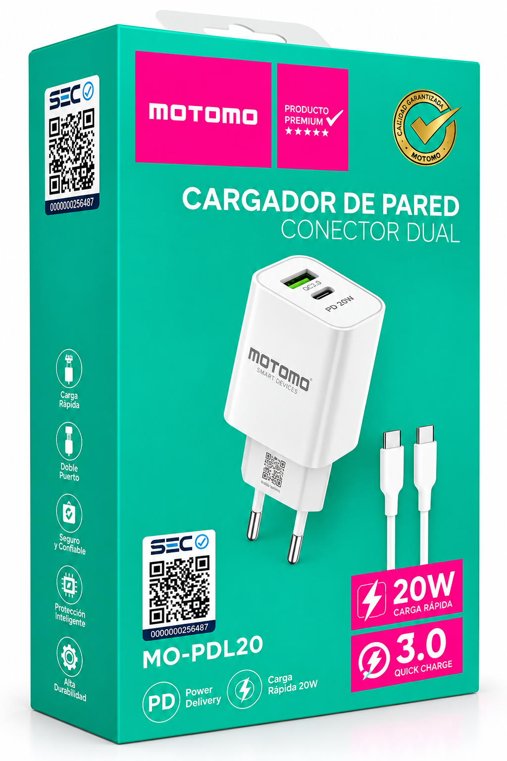 Cargador Motomo Tipo-c Carga Rápida 20w Pd + Qc3.0 Mo-pdl20