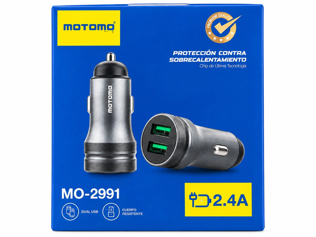 Cargador De Auto 2 Usb 2.4A  Motomo 2991